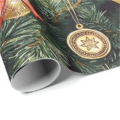 Rood Groen Western Kerstboom Ornamenten Cadeaupapier (Rol Hoek)