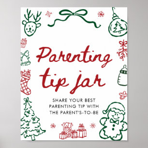 Rood Groen Winter Kerst Ouderschap Tip Pot Spel Poster
