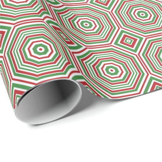 Rood, groen wit abstract vakantieinpakpapier cadeaupapier (Rol Hoek)