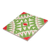 Rood Groen Wit Boheems Geometrisch Mozaïek Patroon Tegeltje (Zijkant)