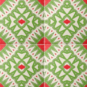 Rood Groen Wit Boheems Geometrisch Mozaïek Patroon Tegeltje