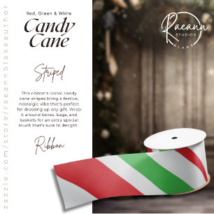 Rood, Groen & Wit Candy Cane Gestreept Lint