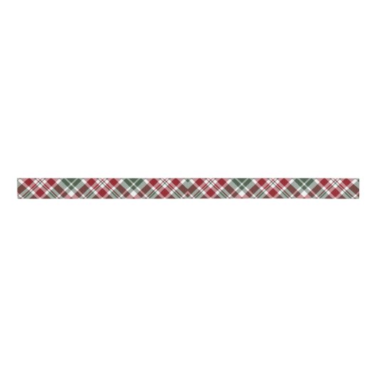 Rood Groen Wit Diagonaal Plaid 1.5 Inch Grosgrain Lint (Voorkant)
