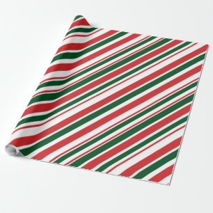 Rood Groen Wit Diagonaal Snoep Strepen Cadeaupapier
