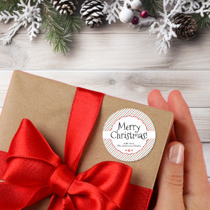 Rood Groen Wit Diagonaal Streep Holiday Gift Label
