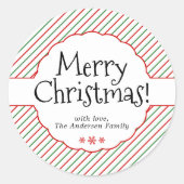 Rood Groen Wit Diagonaal Streep Holiday Gift Label (Voorkant)