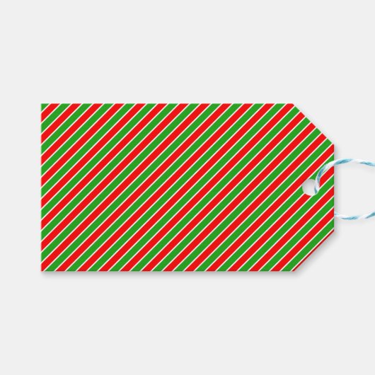 Rood Groen Wit Diagonale Strepen Cadeaulabel (Voorkant (Horizontaal))