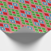 Rood groen wit en blauw, noords cadeaupapier (Hoek)