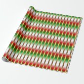 Rood Groen Wit en Goud Strepen Kerstmis Cadeaupapier (Uitgerold)