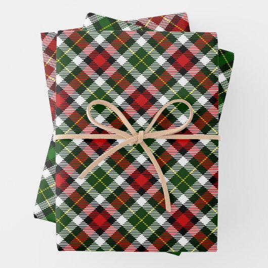 Rood groen wit en zwart gekleed inpakpapier vel (In situ)