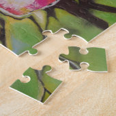 Rood groen wit en zwart leliebloemen abstract legpuzzel (Zijkant)