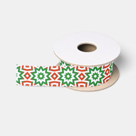 Rood Groen Wit Geometrisch Patroon Kerstmis Lint