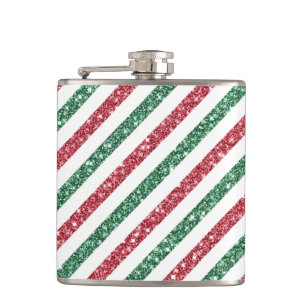 ROOD GROEN WIT GLITTER LOOK DIAGONALE STREPEN HEUPFLES