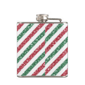 ROOD GROEN WIT GLITTER LOOK DIAGONALE STREPEN HEUPFLES (Achterkant)