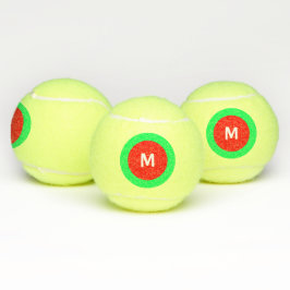 Rood Groen Wit Initiaal (M) Monogram 4Mark Tennisballen