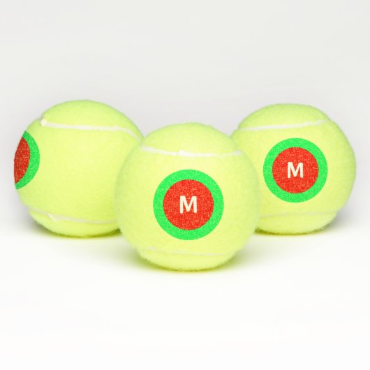 Rood Groen Wit Initiaal (M) Monogram 4Mark Tennisballen (Multi)