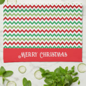 Rood Groen Wit Kerst Zigzag Theedoek (Gevouwen)