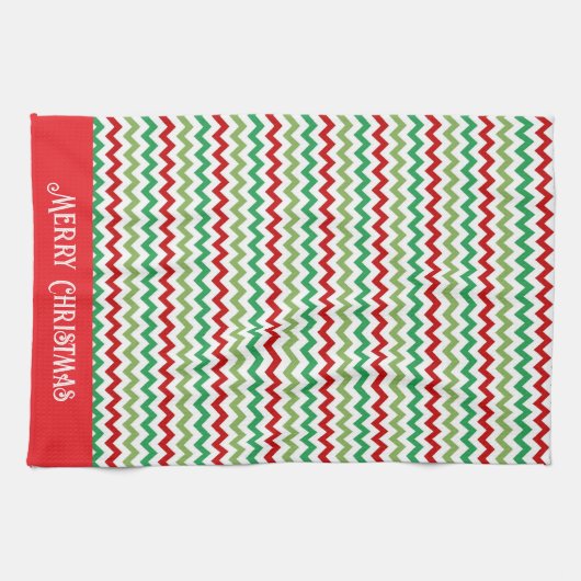 Rood Groen Wit Kerst Zigzag Theedoek (Horizontaal)