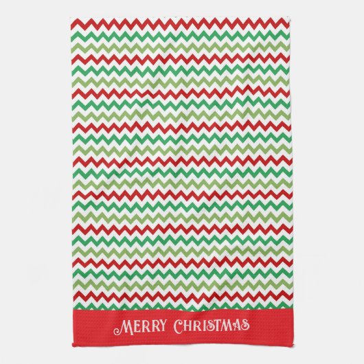 Rood Groen Wit Kerst Zigzag Theedoek (Verticaal)
