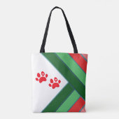 Rood, Groen & Wit Kerstmis Hart Hond Poot Tote Bag (Achterkant)