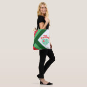 Rood, Groen & Wit Kerstmis Hart Hond Poot Tote Bag (Op model)