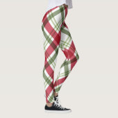 Rood Groen Wit Kerstmis Plaid Leggings (Rechts)