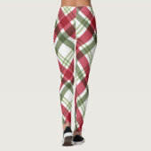 Rood Groen Wit Kerstmis Plaid Leggings (Achterkant)