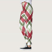 Rood Groen Wit Kerstmis Plaid Leggings (Links)