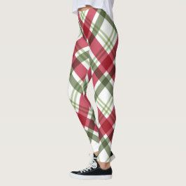 Rood Groen Wit Kerstmis Plaid Leggings