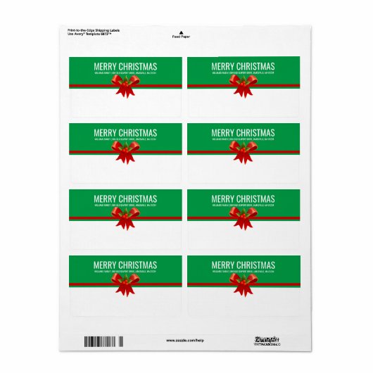 Rood Groen & Wit Kerstmis Verzendlabel (Full Sheet)