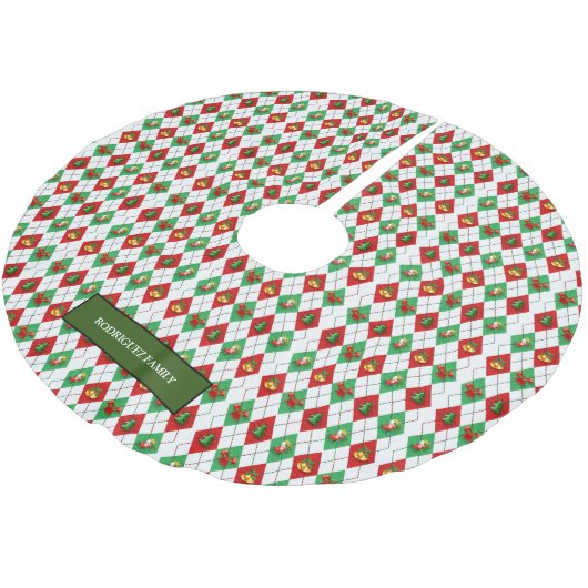 Rood groen wit kerstpatroon monogram naam kerstboom rok (Gekanteld)
