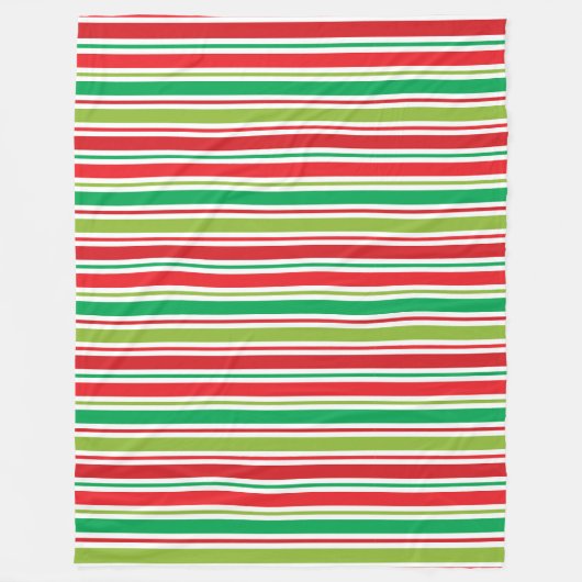 ROOD GROEN WIT KERSTSTREPEN FLEECE DEKEN (Voorkant)