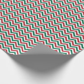 Rood Groen Wit Modern Zig Zag Kerstmis Cadeaupapier (Hoek)