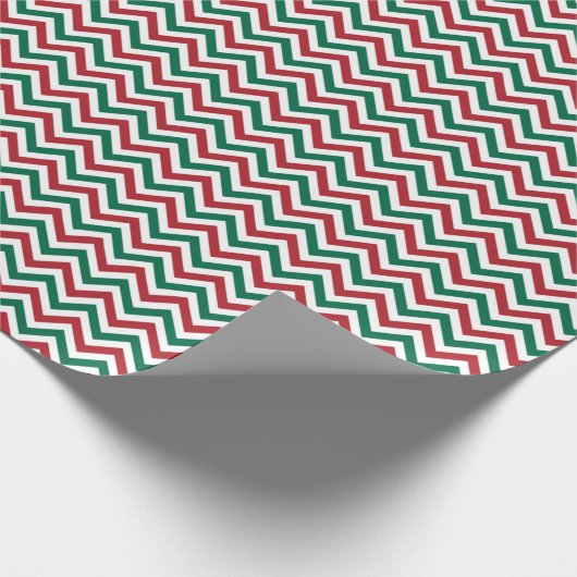 Rood Groen Wit Modern Zig Zag Kerstmis Cadeaupapier (Hoek)