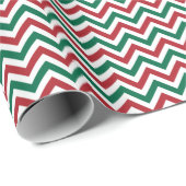 Rood Groen Wit Modern Zig Zag Kerstmis Cadeaupapier (Rol Hoek)