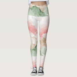 Rood Groen Wit Multi schaduw waterverf Leggings