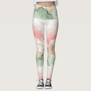 Rood Groen Wit Multi schaduw waterverf Leggings