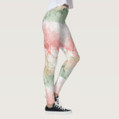 Rood Groen Wit Multi schaduw waterverf Leggings (Rechts)