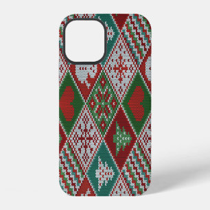 Rood Groen Wit Nepbrei Kerstpatroon iPhone 12 Hoesje