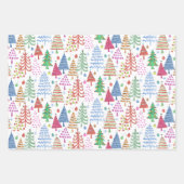 Rood groen wit patroon met rode kerstbomen inpakpapier vel (Voorkant 2)