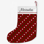 Rood Groen Wit Polka Dot Monogram Kous Kleine Kerstsok (Achterkant)