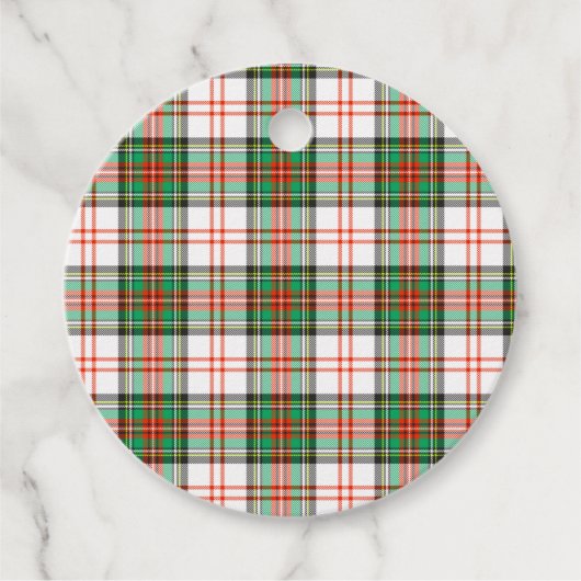 Rood, Groen, Wit Schots Tartan Plaid Vakantie Bedankjes Labels (Voorkant)