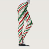 Rood Groen Wit Snoep Strepen Kerstpatroon Leggings (Rechts)