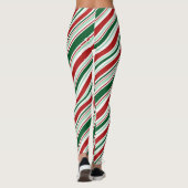 Rood Groen Wit Snoep Strepen Kerstpatroon Leggings (Achterkant)
