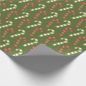 Rood Groen Wit Snoepstokken met Groene Backing Cadeaupapier (Hoek)