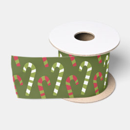 Rood Groen Wit Snoepstokken met Groene Backing Satijnen Lint