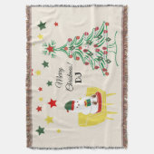 Rood Groen Wit Ster Beer Monogram Vrolijk Kerstfee Deken (Voorkant Verticaal)