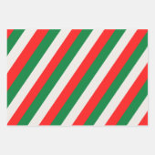 Rood Groen Wit Strepen en Gouden Sterren Inpakpapier Vel (Voorkant 3)