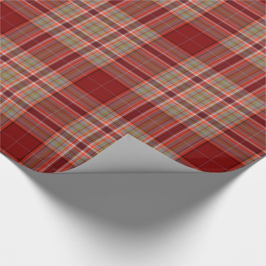 Rood Groen Wit Tartan Plaid Cadeaupapier (Hoek)