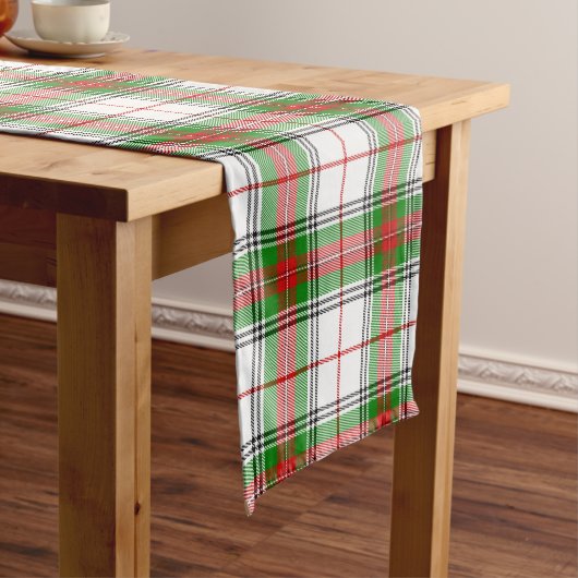 Rood Groen Wit Tartan Plaid Korte Tafelloper (Voorbeeld)